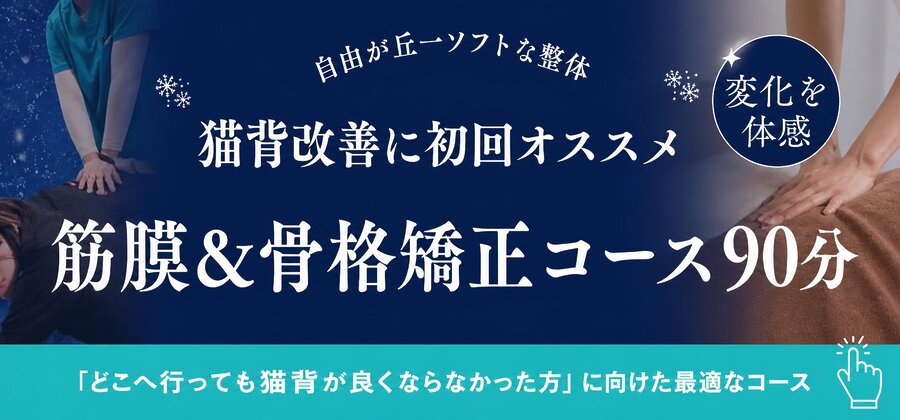 自由が丘あゆむ整体院の猫背改善向け筋膜と骨格矯正90分コース