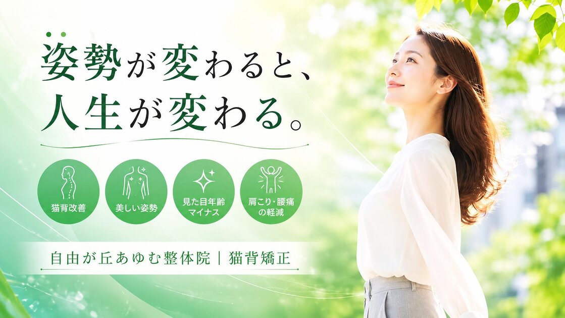 背筋を伸ばして立つ女性と猫背矯正イメージ｜自由が丘あゆむ整体院